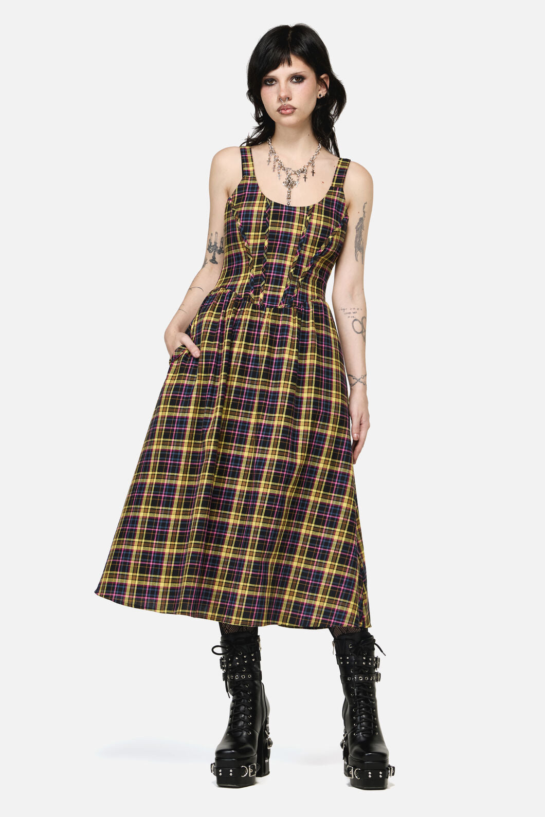 Dangerfield NZ - Forest Dweller Tartan Dress - multi