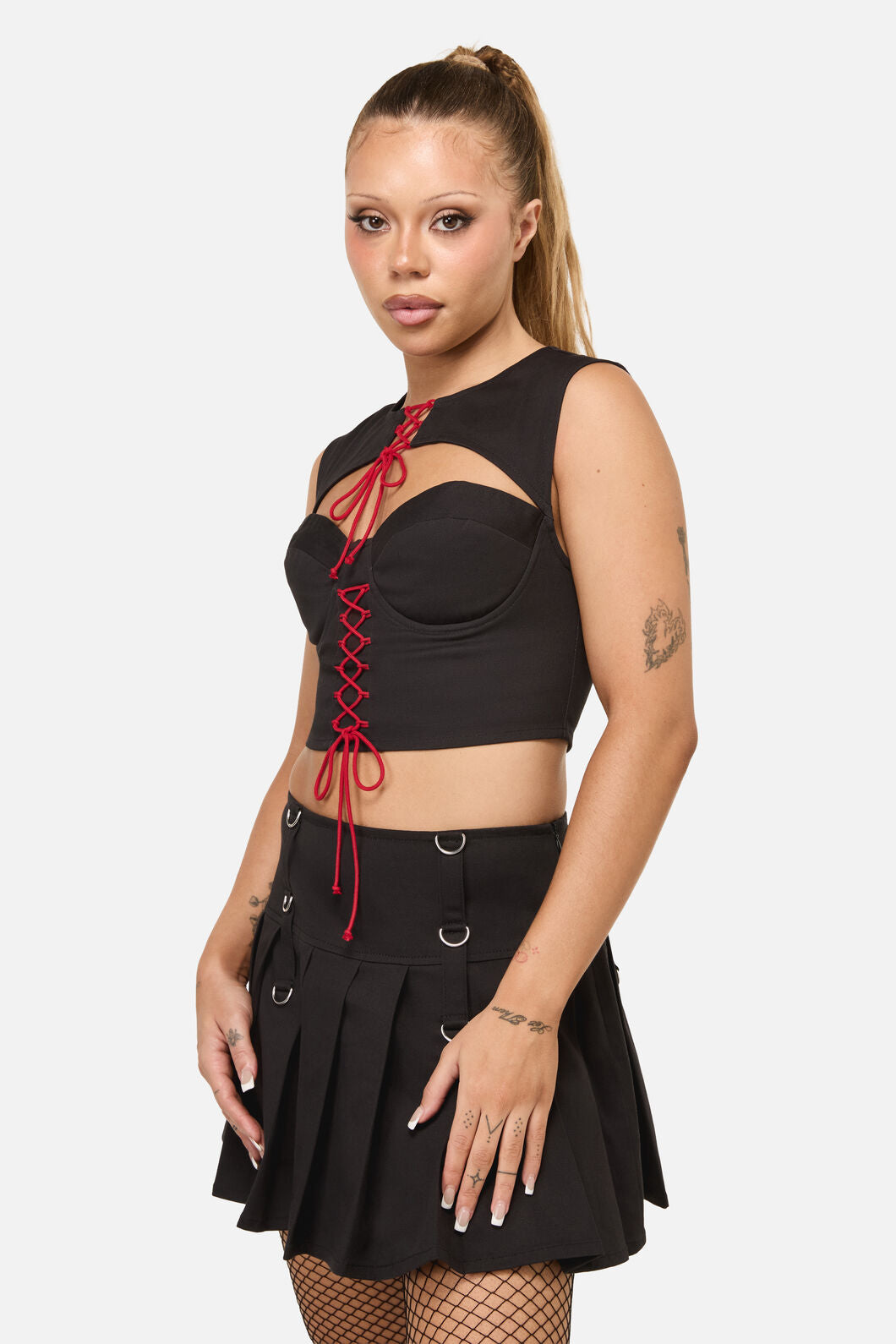 Dangerfield NZ - Crowned Lace Up Corset Top - black