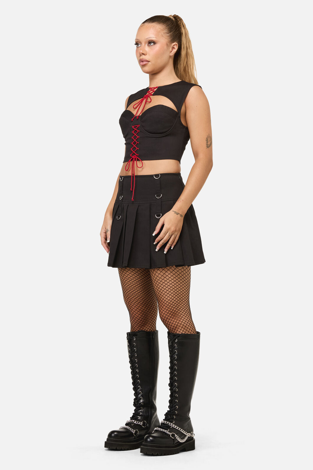Dangerfield NZ - Crowned Lace Up Corset Top - black