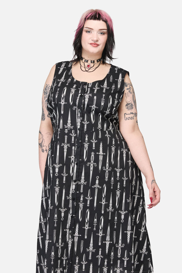 Dangerfield NZ - Curve Dagger Goth Maxi Dress - black