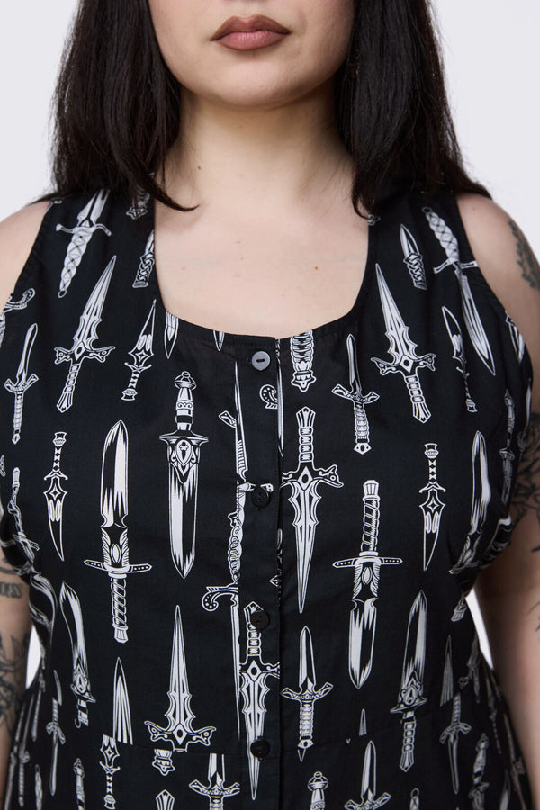 Dangerfield NZ - Curve Dagger Goth Maxi Dress - black