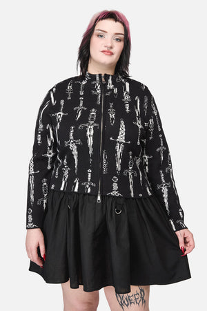 Dangerfield NZ - Curve Dagger Goth Zip Cardigan - black