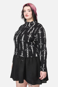 Dangerfield NZ - Curve Dagger Goth Zip Cardigan - black
