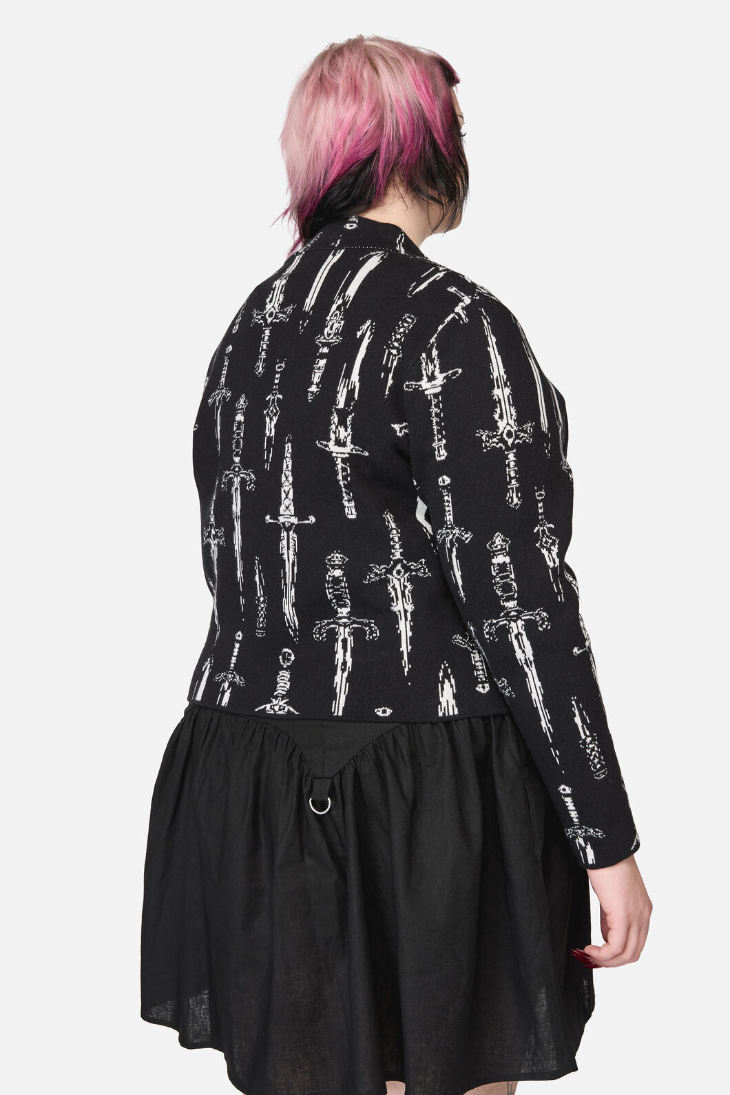 Dangerfield NZ - Curve Dagger Goth Zip Cardigan - black
