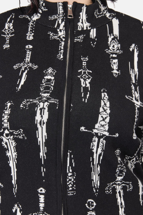 Dangerfield NZ - Curve Dagger Goth Zip Cardigan - black