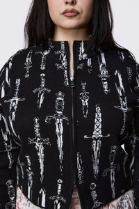 Dangerfield NZ - Curve Dagger Goth Zip Cardigan - black