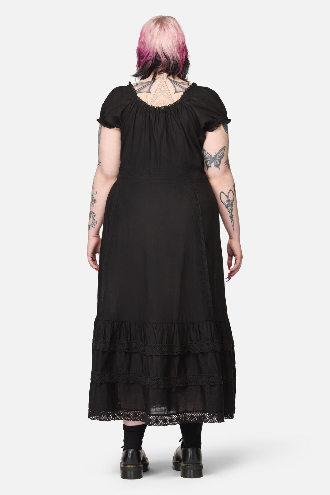 Dangerfield NZ - CurveMischiefLaceTrimMidiDress - black