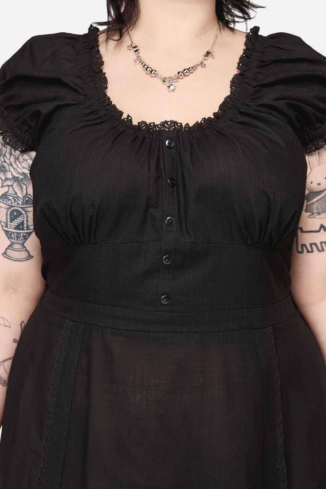 Dangerfield NZ - CurveMischiefLaceTrimMidiDress - black