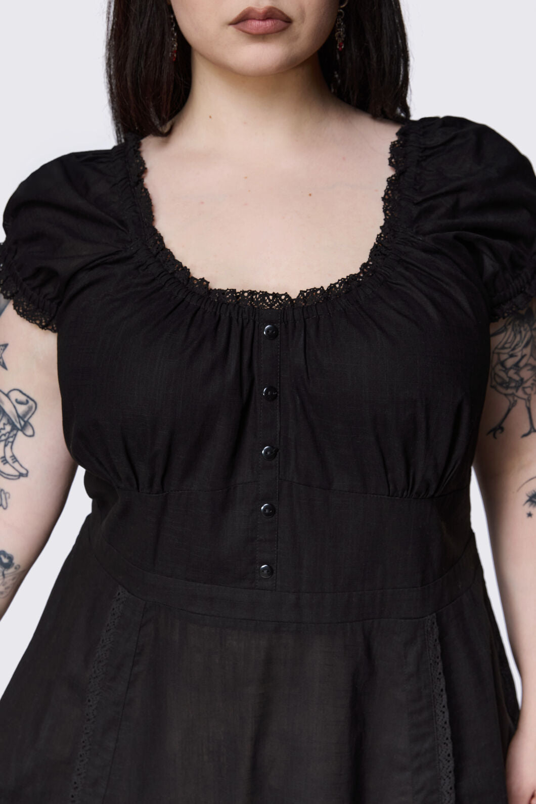 Dangerfield NZ - Curve Mischief Lace Trim Midi Dress - black