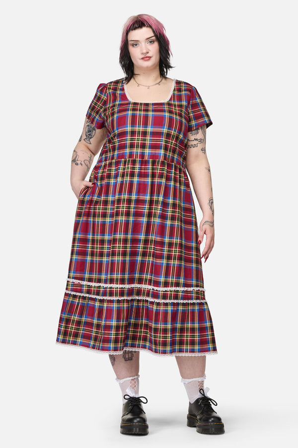 Dangerfield NZ - Curve Crowned Tartan Dress - red