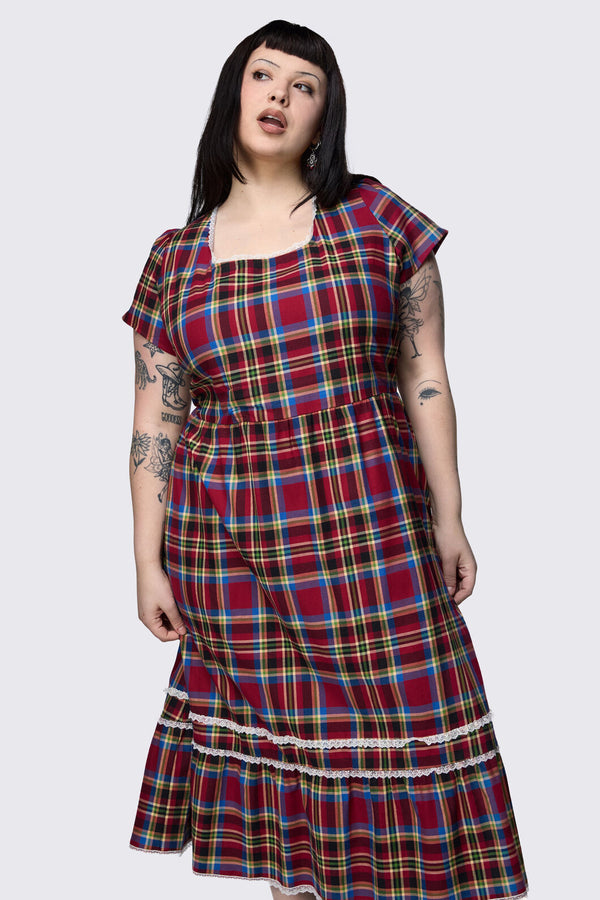 Dangerfield NZ - Curve Crowned Tartan Dress - red