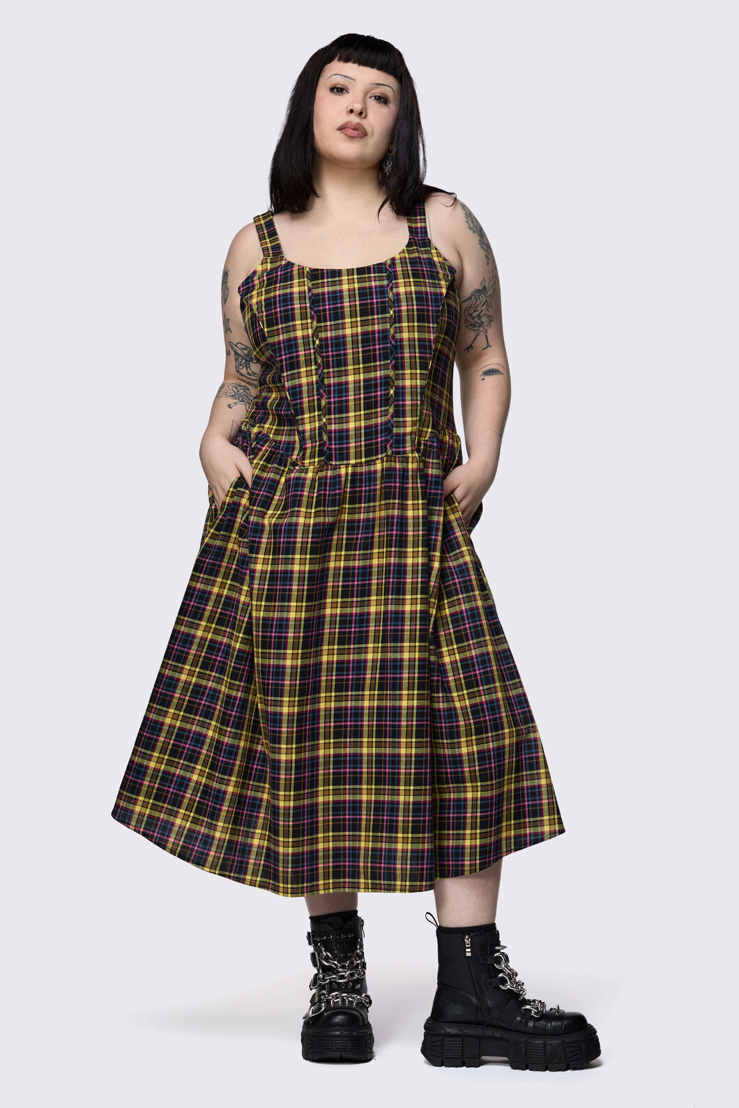 Dangerfield NZ - Curve Forest Dweller Tartan Dress - multi