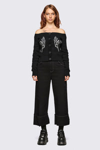Dangerfield NZ - Archangel Off Shoulder Cardigan - black