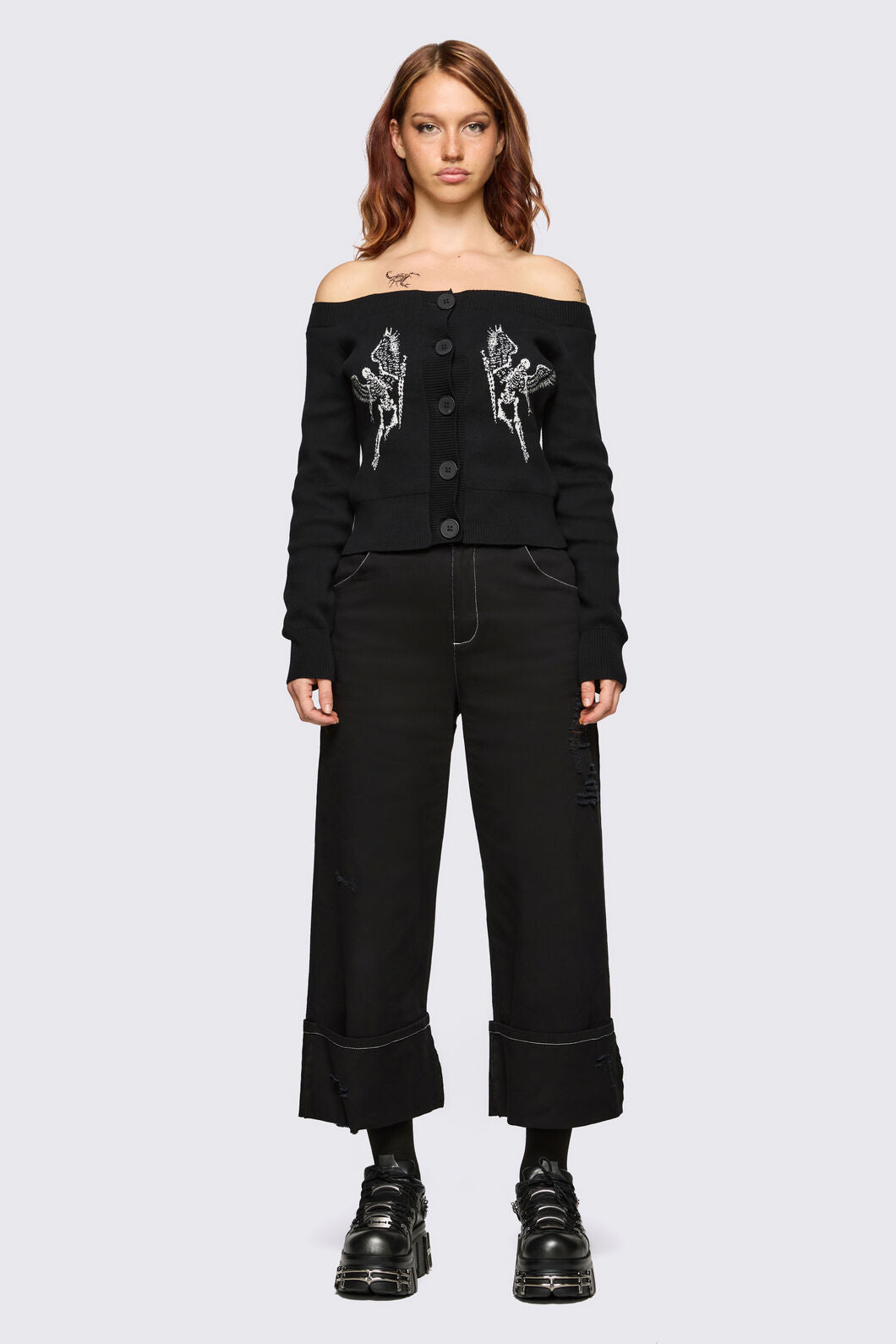 Dangerfield NZ - Archangel Off Shoulder Cardigan - black