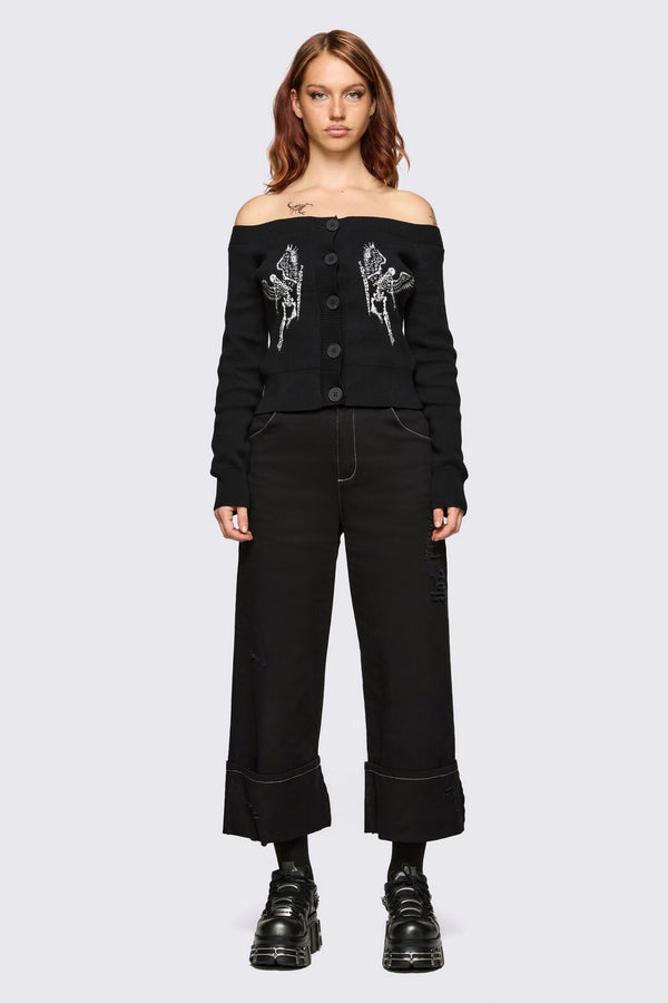 Dangerfield NZ - Archangel Off Shoulder Cardigan - black