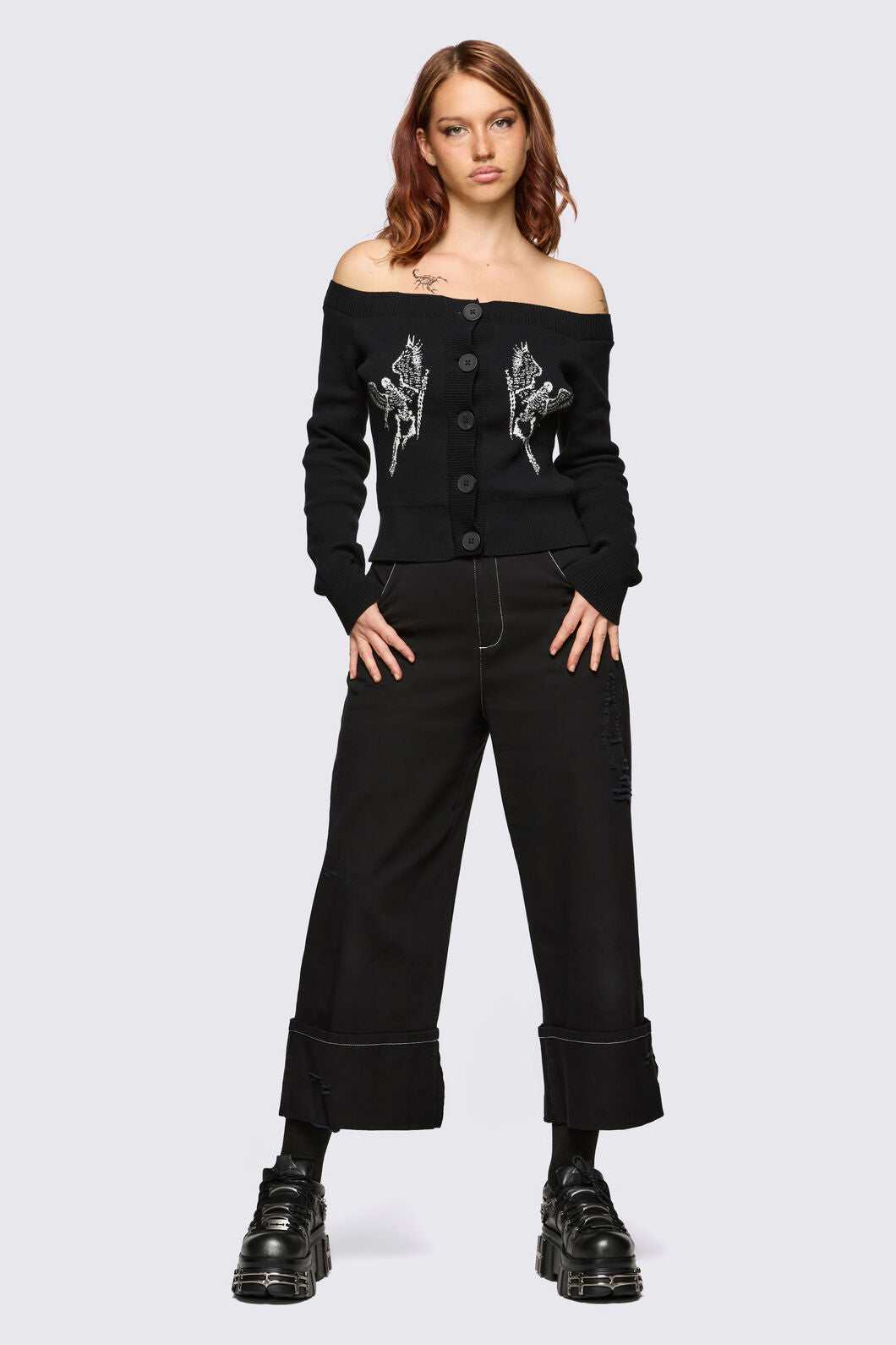 Dangerfield NZ - Archangel Off Shoulder Cardigan - black