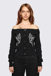 Dangerfield NZ - Archangel Off Shoulder Cardigan - black
