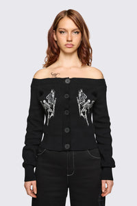 Dangerfield NZ - Archangel Off Shoulder Cardigan - black