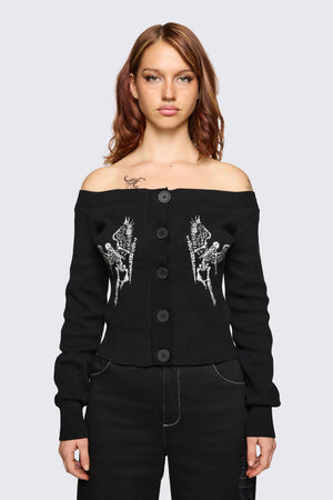 Dangerfield NZ - Archangel Off Shoulder Cardigan - black