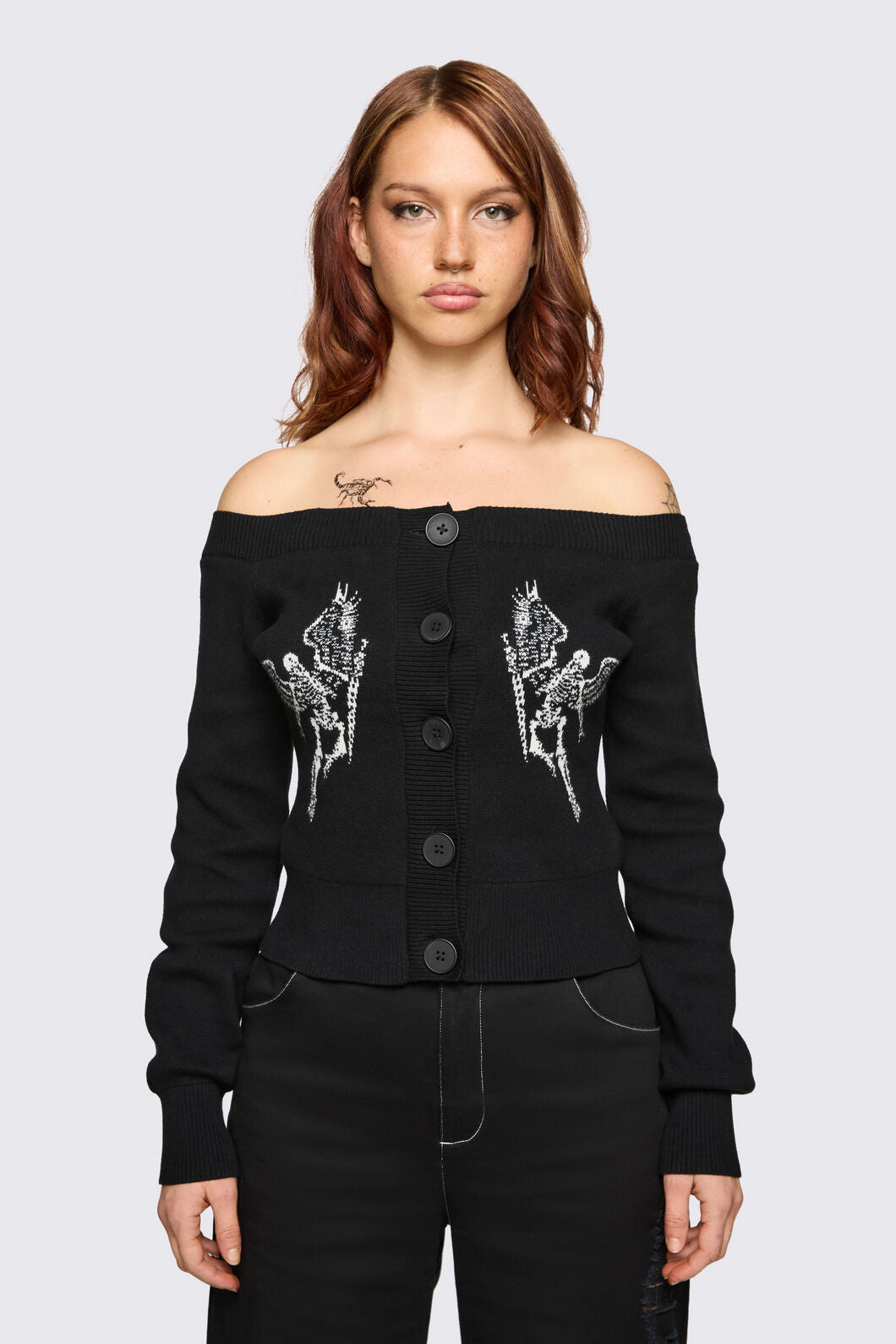Dangerfield NZ - Archangel Off Shoulder Cardigan - black