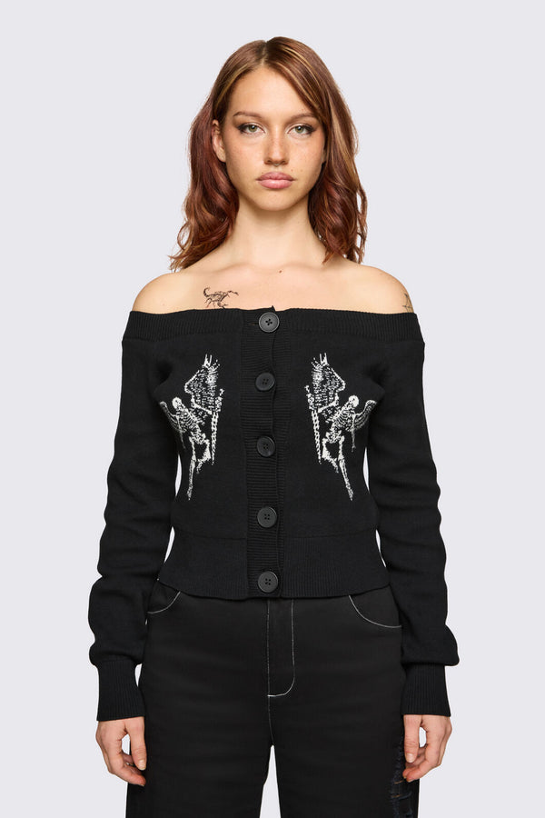 Dangerfield NZ - Archangel Off Shoulder Cardigan - black