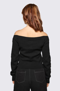 Dangerfield NZ - Archangel Off Shoulder Cardigan - black