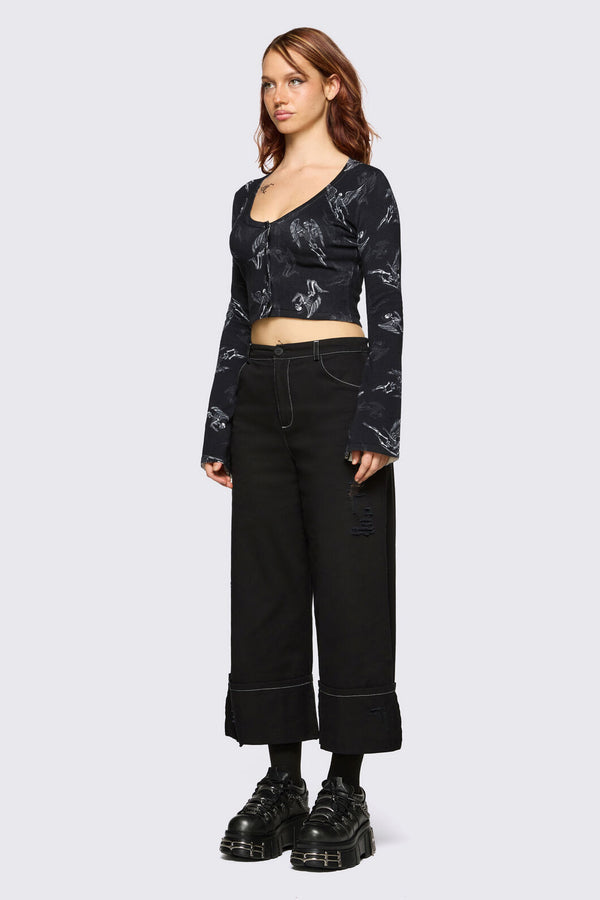 Dangerfield NZ - Archangel Graphic Goth Cardigan - black-white