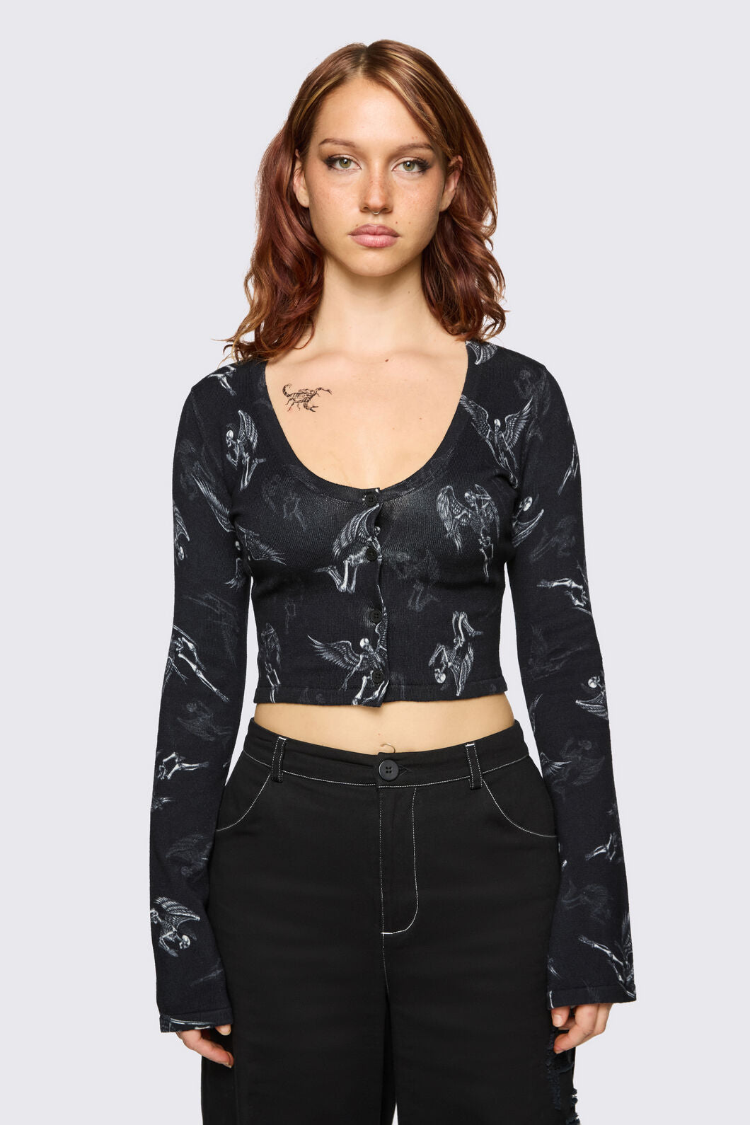 Dangerfield NZ - Archangel Graphic Goth Cardigan - black-white