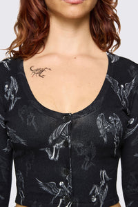 Dangerfield NZ - Archangel Graphic Goth Cardigan - black-white