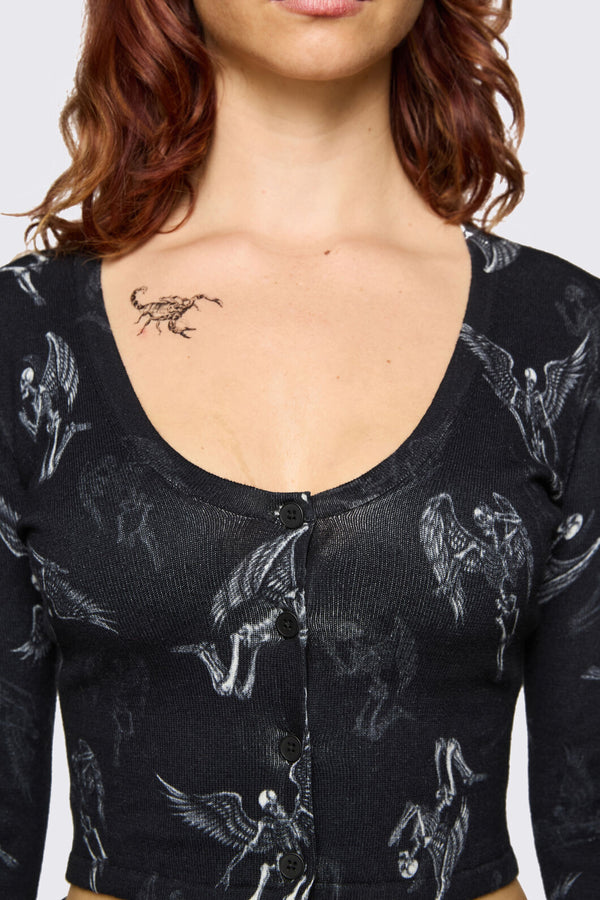 Dangerfield NZ - Archangel Graphic Goth Cardigan - black-white