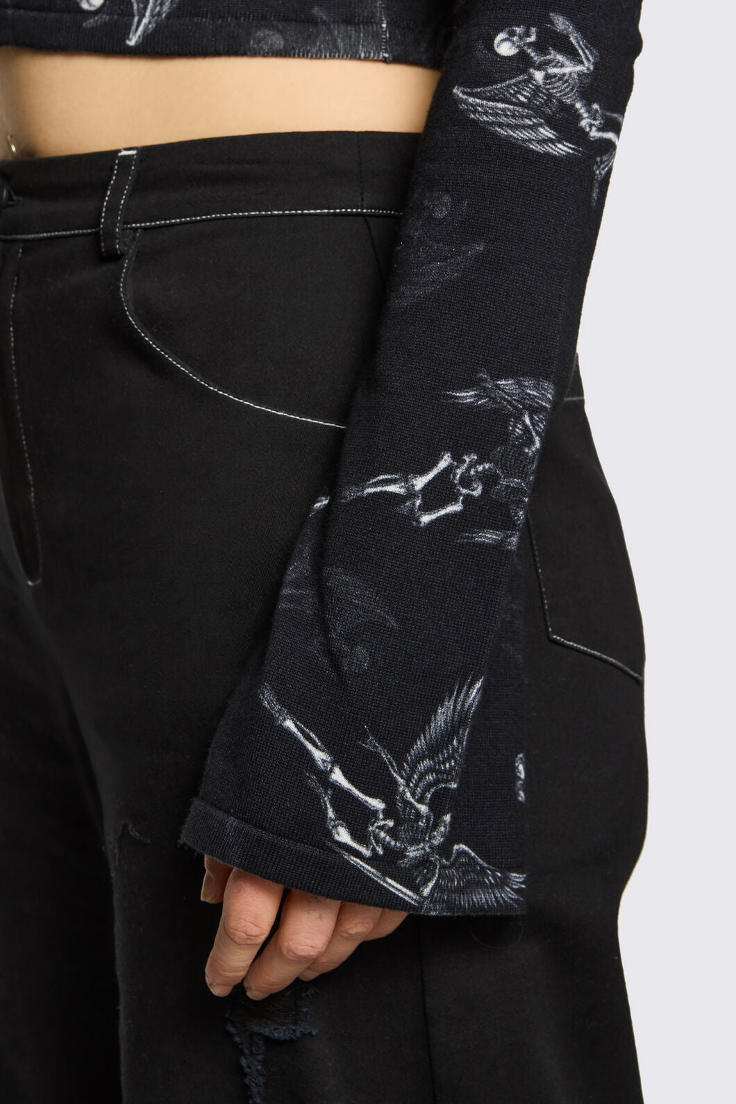Dangerfield NZ - Archangel Graphic Goth Cardigan - black-white