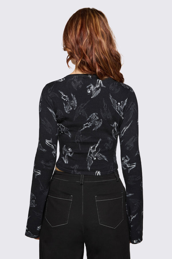 Dangerfield NZ - Archangel Graphic Goth Cardigan - black-white