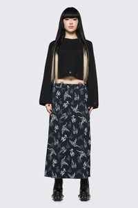 Dangerfield NZ - Archangel Print Goth Midi Skirt - black-white
