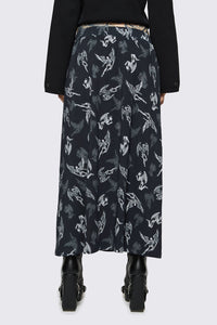 Dangerfield NZ - Archangel Print Goth Midi Skirt - black-white