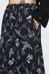 Dangerfield NZ - Archangel Print Goth Midi Skirt - black-white
