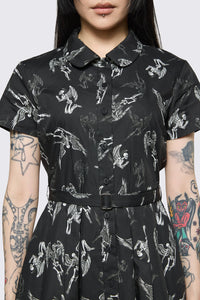 Dangerfield NZ - Archangel Print Pleated Dress - black-white