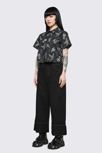 Dangerfield NZ - Archangel Print Goth Blouse - black-white