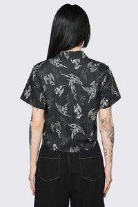 Dangerfield NZ - Archangel Print Goth Blouse - black-white
