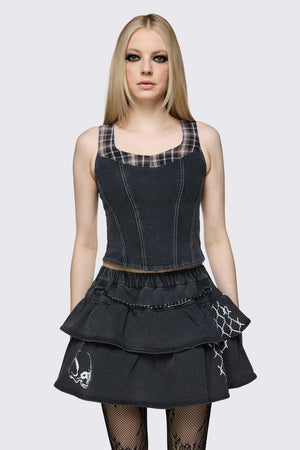Dangerfield NZ - Archangel Tartan Denim Top - grey