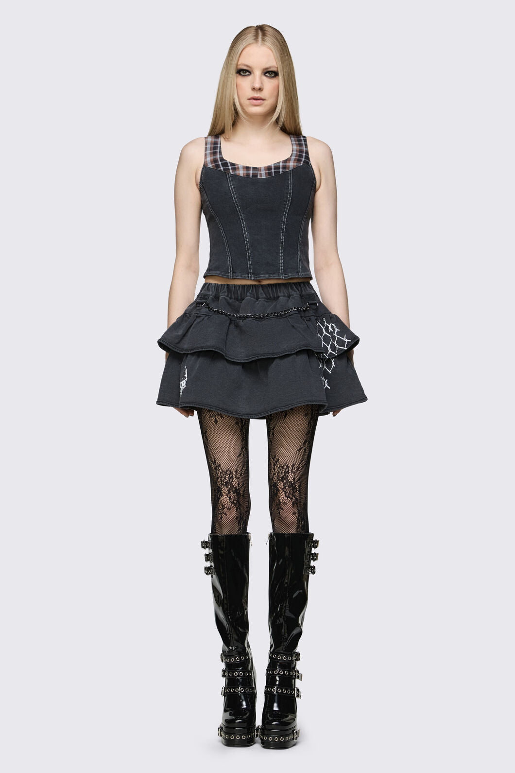 Dangerfield NZ - Archangel Tartan Denim Top - grey