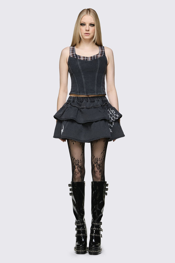 Dangerfield NZ - Archangel Tartan Denim Top - grey