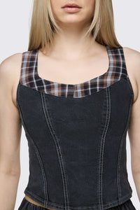 Dangerfield NZ - Archangel Tartan Denim Top - grey
