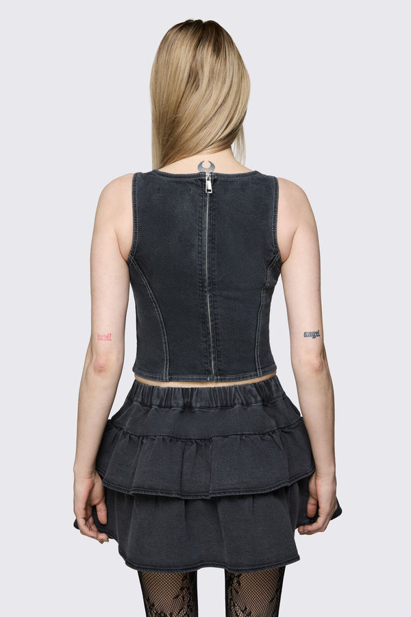 Dangerfield NZ - Archangel Tartan Denim Top - grey