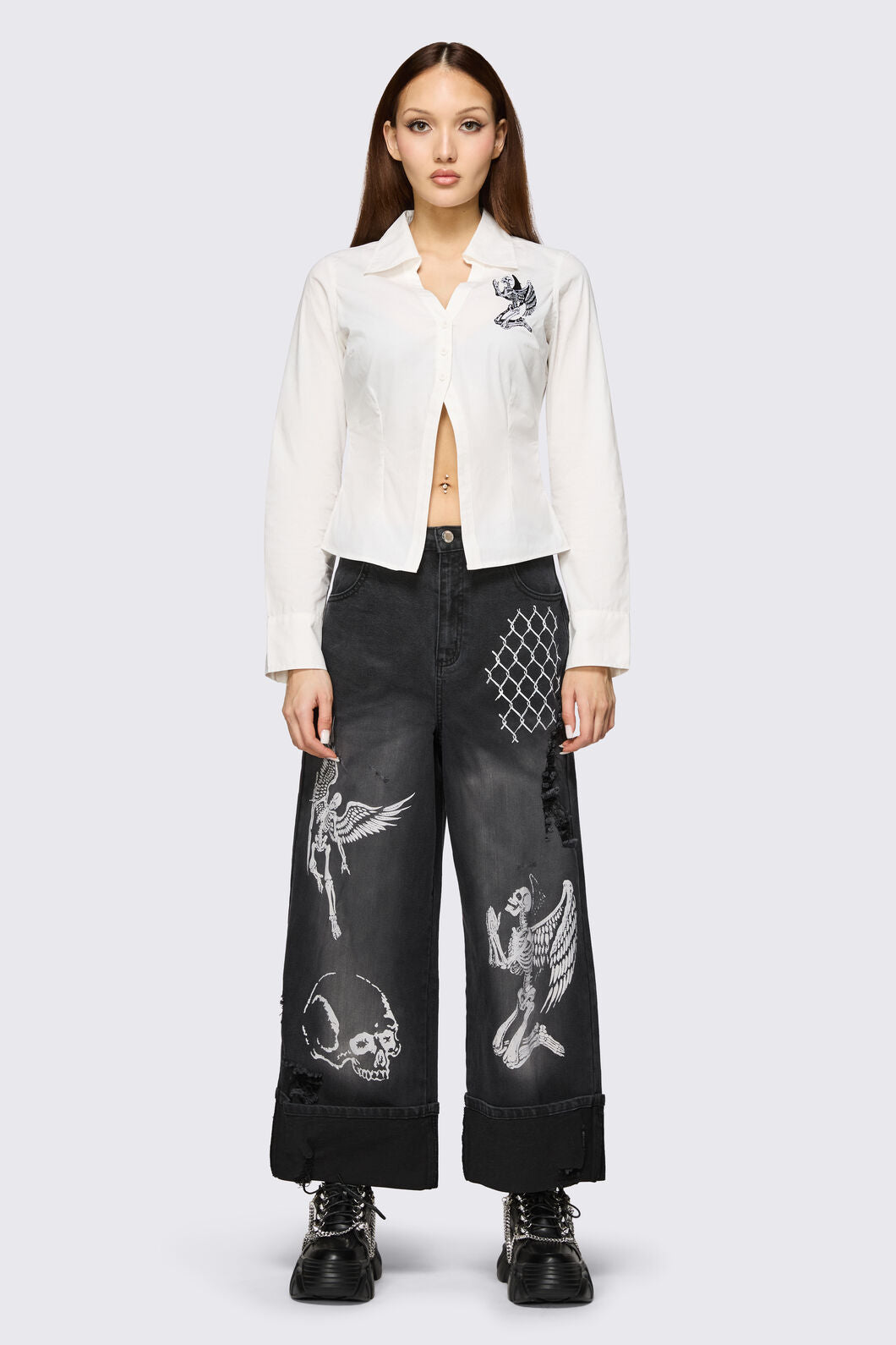 Dangerfield NZ - Archangel Print Distressed Jean - grey