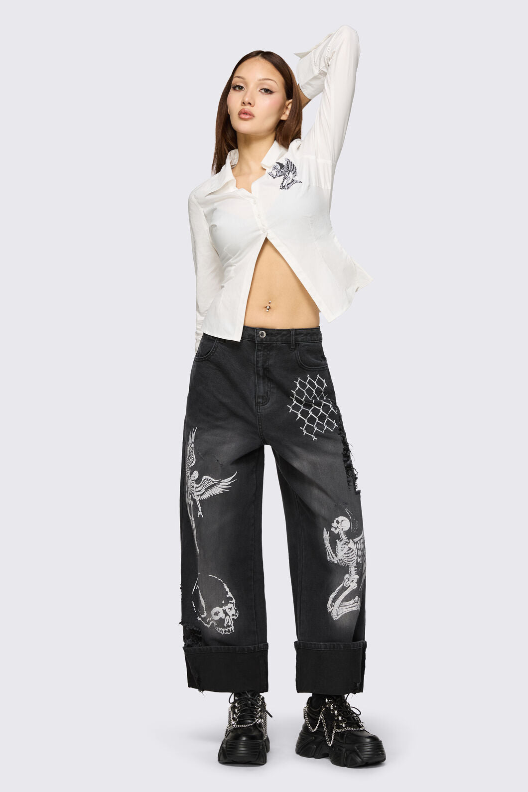 Dangerfield NZ - Archangel Print Distressed Jean - grey