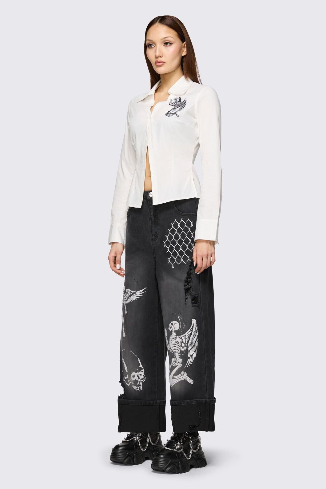 Dangerfield NZ - Archangel Print Distressed Jean - grey