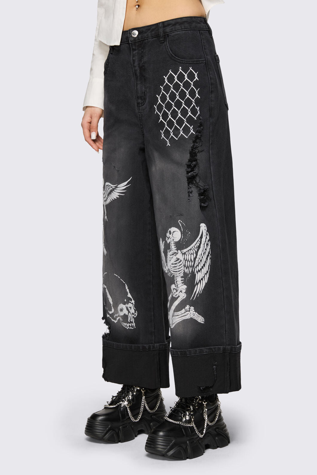 Dangerfield NZ - Archangel Print Distressed Jean - grey