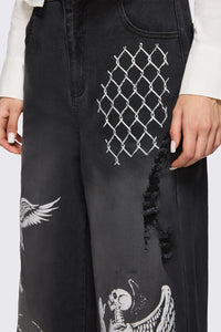 Dangerfield NZ - Archangel Print Distressed Jean - grey