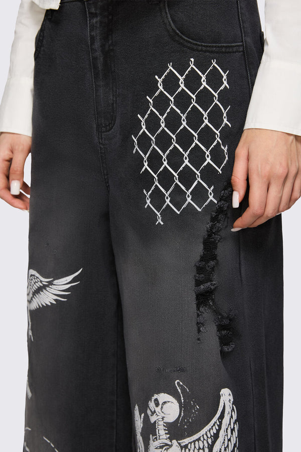 Dangerfield NZ - Archangel Print Distressed Jean - grey