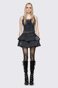 Dangerfield NZ - Archangel Denim Chain Mini Skort - grey